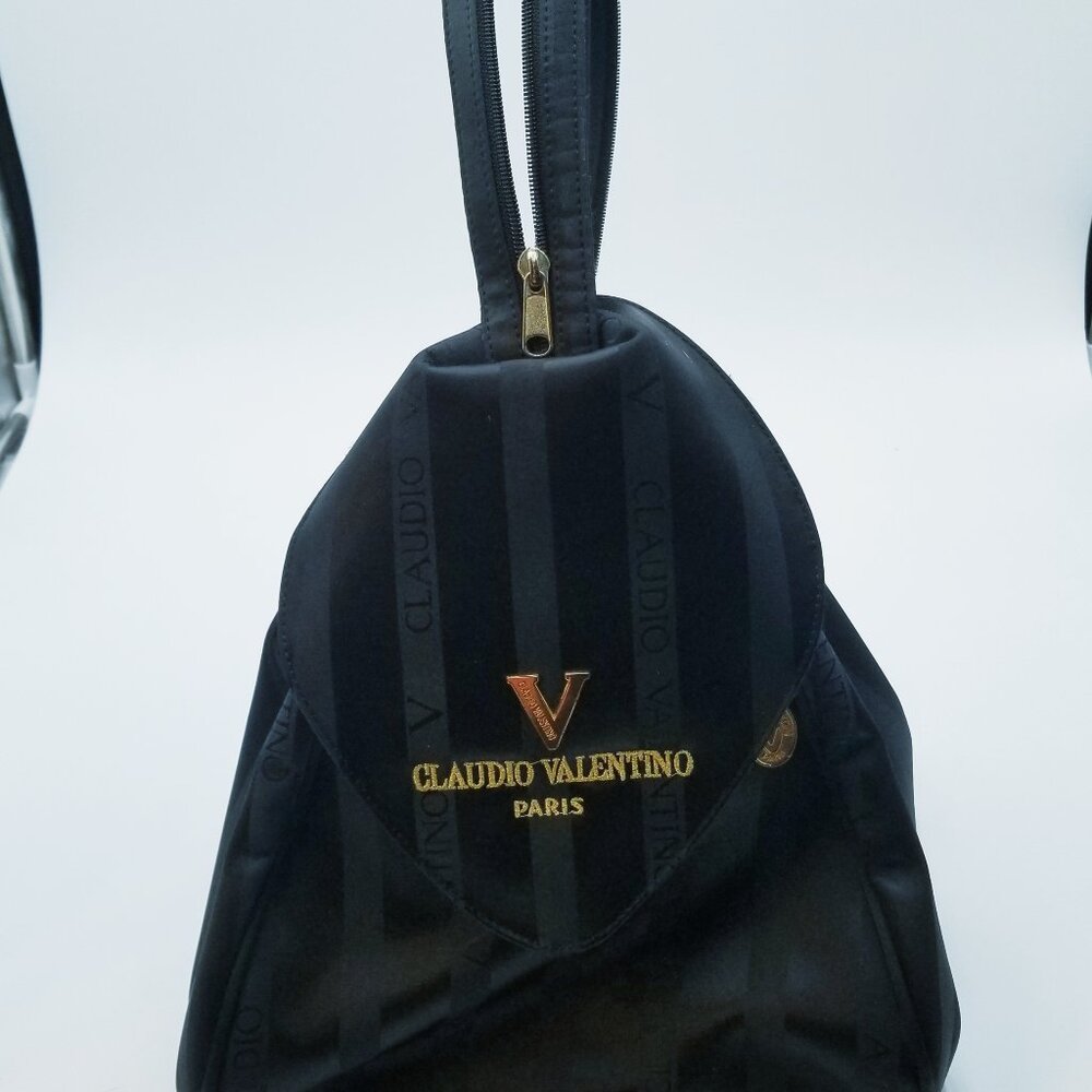 CLAUDIO VALENTINO PARIS Convertable Black Shoulder Satin bag-backpack